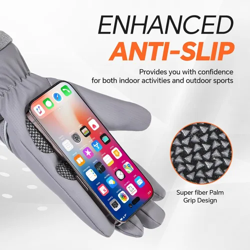 Miniatura 4 de Guantes de invierno impermeables y resistentes al viento para hombres y mujeres, térmicos cálidos para clima frío, agarre de nieve para pantalla