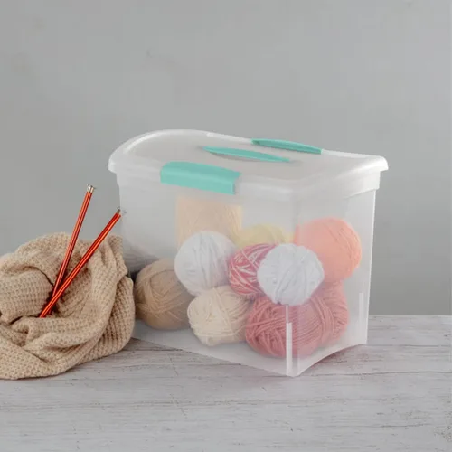 Miniatura 9 de Sterilite Papelera apilable grande de almacenamiento ShowOffs, organizador con cierre con asa, caja de plástico para organización de archivos