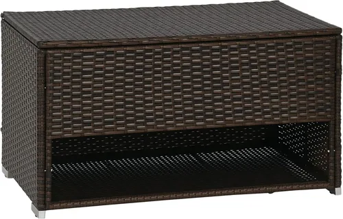 Miniatura 10 de Outsunny Caja de cubierta y almacenamiento de zapatos, toallero de mimbre de ratán PE con forro para interiores, exteriores, cojines de muebles