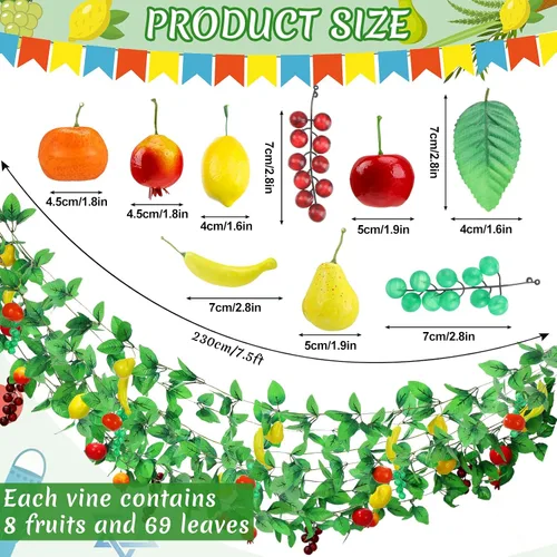 Miniatura 2 de 8 piezas de decoración de Sukkah frutas colgantes para Sucot, decoraciones de frutas de manzana Etrog para fiestas judías (estilo fresco)
