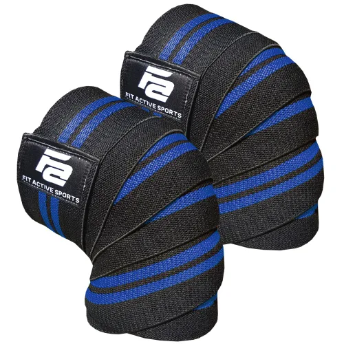 Miniatura 11 de Fit Active Sports Rodilleras para levantamiento de pesas, correas elásticas de soporte de rodilla de 72 pulgadas con cierre de gancho y bucle Blanco