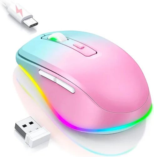 Miniatura 8 de PEIOUS Ratón Inalámbrico Jiggler - Ratones Inalámbricos LED con Mover de Ratón Integrado, Ratón Móvil Recargable para Laptop con Movimiento Azul