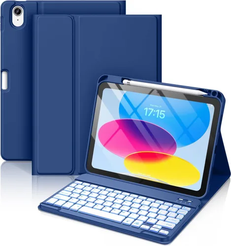Miniatura 20 de Hamile Funda para iPad de 11ª y 10ª Generación con Teclado - 7 Colores Retroiluminados Inalámbrico Desmontable Funda Folio con Teclado y Soporte