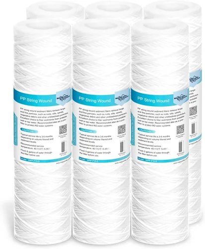 Membrane Solutions 10 micras 10"x2.5" Cartucho de reemplazo de filtro de agua de toda la casa enrollado en cuerda Filtros universales de sedimentos