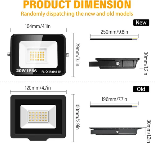 Miniatura 2 de SKYWORLD Paquete de 2 luces LED de inundación para exteriores, 20 W 2000 lm, luz de inundación LED de seguridad, luz diurna de 4000 K, luz blanca