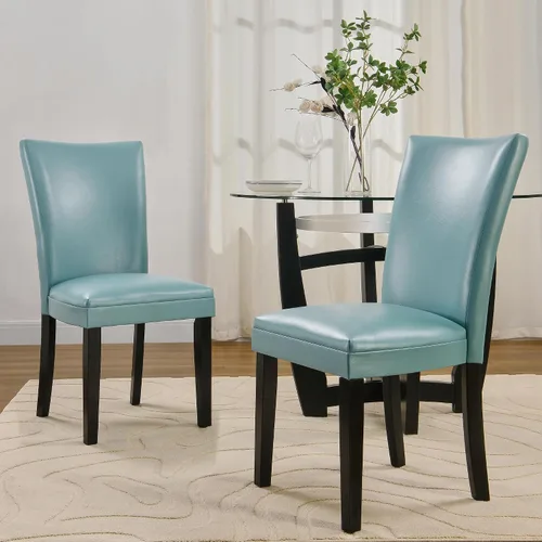 Miniatura 12 de Parsons CY1331BL - Juego de 2 sillas de comedor con patas de madera maciza, sillas laterales de piel sintética para cocina con asiento tapizado