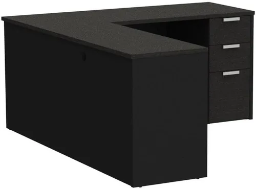 Miniatura 4 de Bestar Pro-Concept Plus - Escritorio en forma de L de 72 W con pedestal en gris oscuro y negro