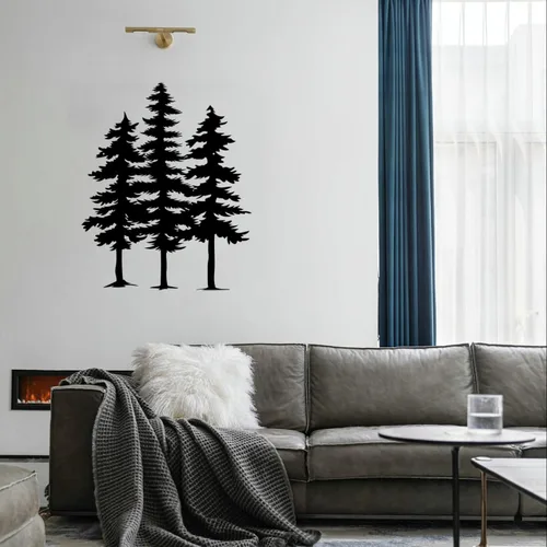 Miniatura 5 de Excmoky Arte de pared de metal de 3 pinos, 3 pinos cortados con láser, decoración de pared para el hogar, dormitorio, oficina, decoración al aire