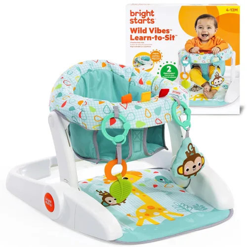Miniatura 12 de Bright Starts - Asiento de piso de 2 posiciones para aprender a sentarse (gris jaspeado), sienta a tu bebé en esta silla ajustable para actividades