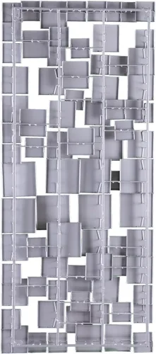 Miniatura 5 de SEI Furniture Wavson - Escultura de pared, diseño geométrico 3D, arte de pared de montaje único, plateado, 47.00 x 2.25 pulgadas