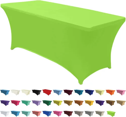 Miniatura 22 de ABCCANOPY - Funda de mesa de elastano elástica de 8 pies, mantel ajustado y resistente a las arrugas, reutilizable para mesas plegables Negro