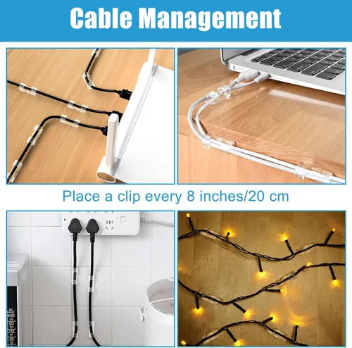 Miniatura 6 de 40 clips adhesivos fuertes transparentes, soportes de alambre de alta calidad para pared, organizador de cables fuerte debajo del escritorio