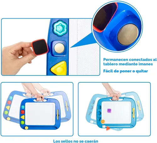 Miniatura 5 de SGILE - Pizarra magnética para dibujar grande, 4 colores, con 4 sellos, para niños pequeños, juguete educativo de aprendizaje, para niños de más
