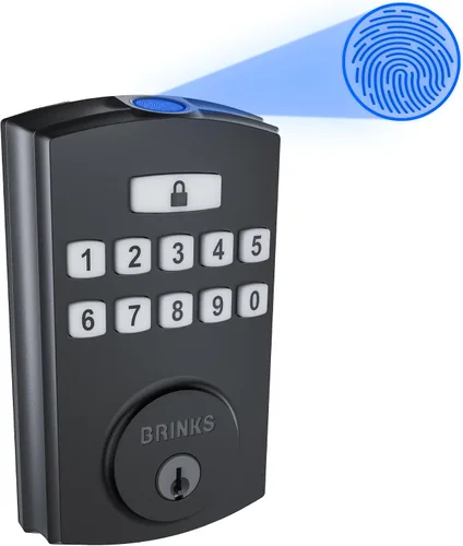 BRINKS Cerraduras de Seguridad para Puerta, Entrada sin Llave de Alta Seguridad, Cerradura de Puerta Electrónica Inteligente con Cerradero, Hasta 50