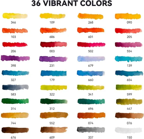 Miniatura 4 de Juego de acuarelas MeiLiang, 36 colores vívidos en caja de bolsillo con anillo de metal y pincel de acuarela, perfecto para estudiantes