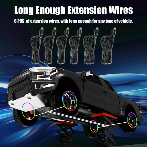 Miniatura 8 de Luces de rueda SUNPIE para camiones, luces de anillo de rueda de color de ensueño para coches con amplio ángulo para SUV con llanta de 17 pulgadas