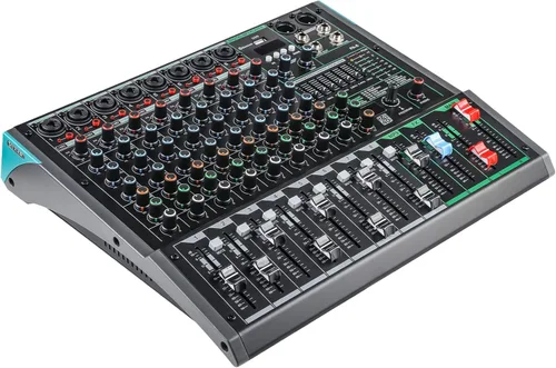 Miniatura 6 de Mezclador de DJ de 8 canales, mesa de DJ para sistemas de escenario PA con 99 tipos de efectos digitales DPS, efecto eco+retardo, entrada