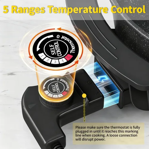 Miniatura 5 de Food Party Olla Caliente Eléctrica con Divisor Hotpot Olla Eléctrica Hopot Cocinador Shabu Shabu Olla 110V 1200W Antiadherente 6-Quart Libre de BPA