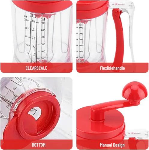 Miniatura 7 de Dispensador de masa para panqueques con mezclador y escala de medición, dispensador de masa de gofres para panqueques, magdalenas, muffins, crepes