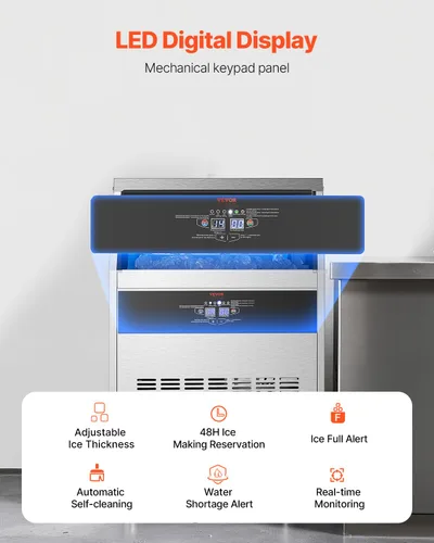 Miniatura 4 de VEVOR Máquina de hielo comercial de 265 libras/24 horas, 108 cubitos de hielo en 15 minutos, máquina de hielo independiente con gran capacidad