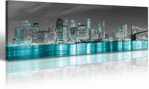 Miniatura 16 de JiazuGo Phoenix Skyline Arte de Pared en Lienzo - Paisaje Urbano de Arizona Enmarcado (14x48 Pulgadas) Negro y Blanco con Amarillo, Decoración