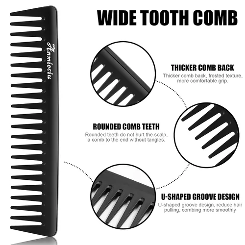 Miniatura 4 de 2 peines de dientes anchos y peine desenredante de cabello grande, adecuado en todo tipo, peine de cabello Anmieciu Advanced Care Styling