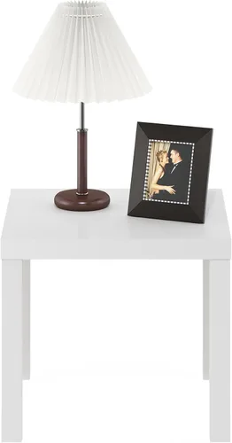 Miniatura 4 de Furinno Classic Square Parsons Mesa Auxiliar Lateral, Paquete de 1, Blanco