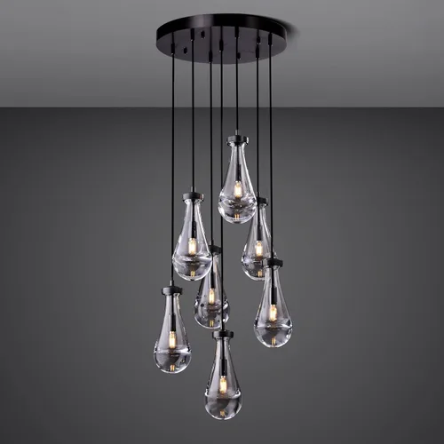 Miniatura 12 de Luces Colgantes Modernas en Forma de Gota de Lluvia, Lámparas Colgantes de Latón de 2 Luces para Isla de Cocina, Iluminación Colgante Dorada