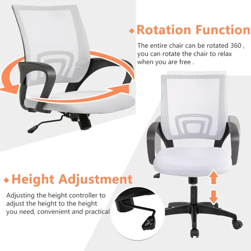 Miniatura 5 de PayLessHere Silla de escritorio ergonómica para oficina en casa, soporte lumbar ajustable, reposabrazos ejecutivo con malla de alta densidad de 360
