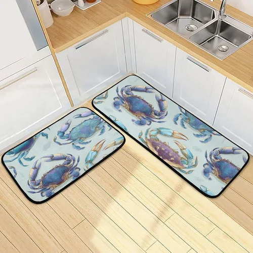 Miniatura 11 de Alfombras de cocina con girasoles para cocina, 2 piezas de búfalo a cuadros, girasol, antifatiga, alfombra antideslizante para piso, alfombra