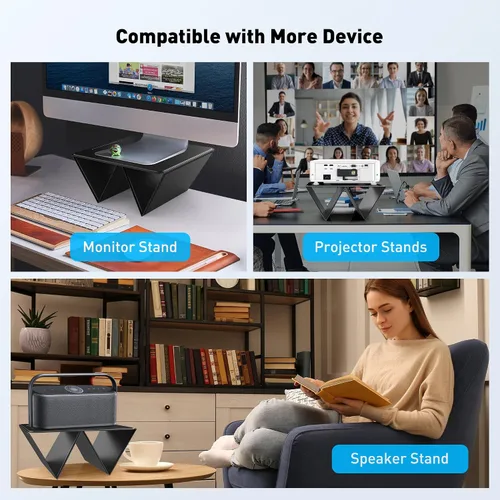 Miniatura 8 de AboveTEK Soporte ergonómico para laptop y tablet para escritorio, elevador plegable portátil, soporte de viaje de ángulo ajustable para MacBook Negro