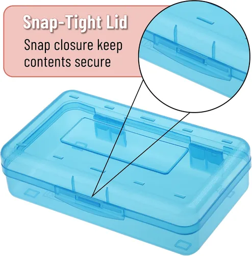 Miniatura 4 de Mr. Pen - Cajas de lápices transparentes, paquete de 6, 7.9 x 4.5 x 2.4 pulgadas, azul transparente, tapa hermética, organizador de cajas de lápices