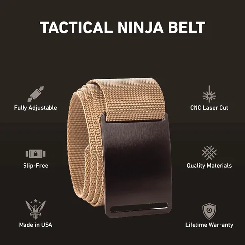 Miniatura 18 de GRIP6 Cinturón táctico – Sin agujero, cinturones de nailon para hombres y mujeres – Fabricado en los Estados Unidos (Ninja)