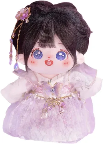 Miniatura 42 de niannyyhouse Muñeca de felpa de 7.9 in de pelo largo para niña, cuerpo de peluche humanoide sin atributo, 8 pulgadas, cuerpo normal, ropa de vestir