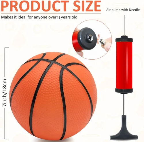 Miniatura 2 de 30 piezas de mini pelotas de baloncesto de 7 pulgadas a granel, juego pequeño de baloncesto con bomba, baloncesto pequeño de PVC para juegos de aro