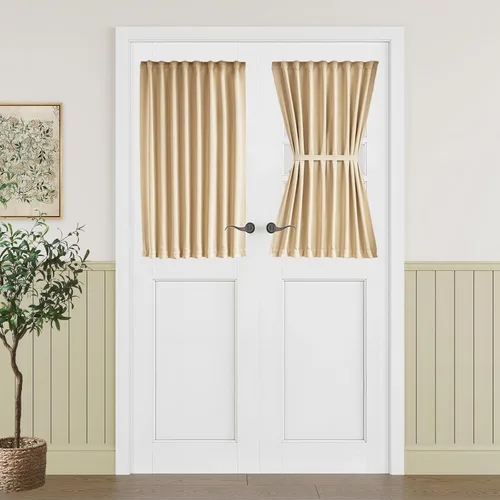 Miniatura 31 de Vatge - Cortinas autoadhesivas para puerta francesa, tratamiento de ventana con filtro de luz sin varillas ni perforaciones para puertas de cristal