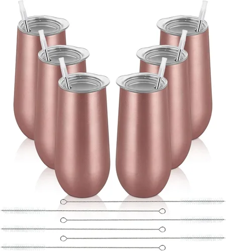 Miniatura 24 de Lifecapido Vasos de copa de champán sin tallo de 12 onzas, paquete de 12 vasos aislados de acero inoxidable para bodas, cumpleaños, Navidad (blanco)