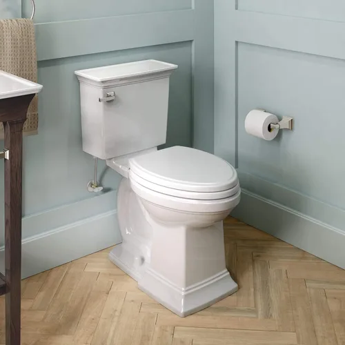 Miniatura 2 de American Standard 2917228.020 Town Square S - Silla de inodoro de dos piezas, altura alargada frontal, color blanco, 1.28 GPF