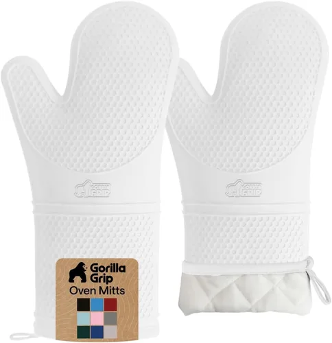 Miniatura 32 de GORILLA GRIP - Juego de guantes de horno de silicona suave sin BPA, guantes de cocina resistentes al calor e impermeables, forro de algodón grueso