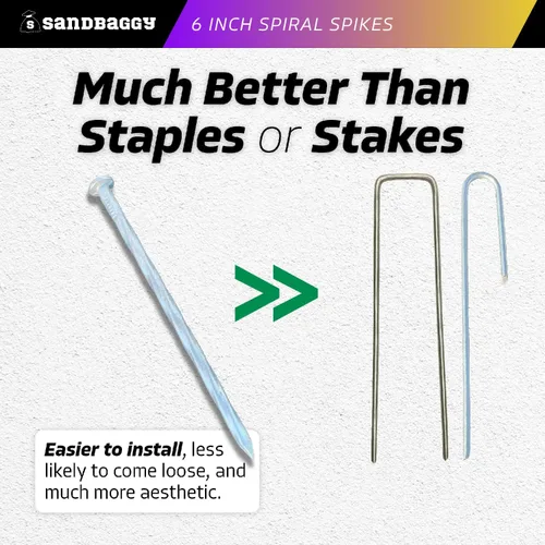 Miniatura 7 de Sandbaggy Estacas de césped artificial galvanizado de 6 pulgadas, clavos de paisaje en espiral, clavos de tierra para césped sintético, césped