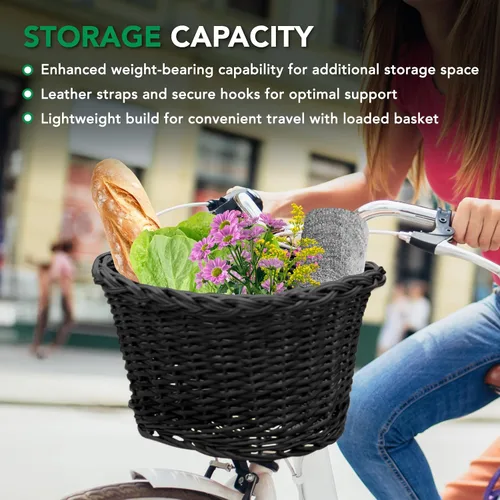Miniatura 5 de ProSource Bicycle Front Basket for All Ages, Detachable Bike Basket with Adjustable Straps, Fits Most Bikes, 15LB Capacity