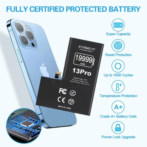 Miniatura 6 de XYIRMCYF Batería de gran capacidad de 19999 mAh compatible con iPhone 13 Pro, batería de repuesto de polímero de litio de 0 ciclos para iPhone 13