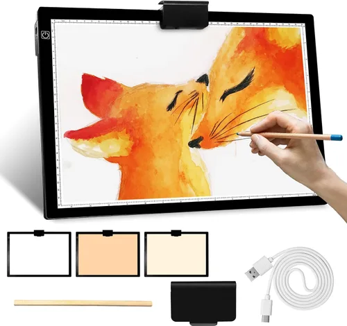 Miniatura 8 de Mlife Almohadilla de luz A3, caja de luz de batería integrada, temperatura de 3 colores, brillo continuo, tablero de luz LED recargable para trazar