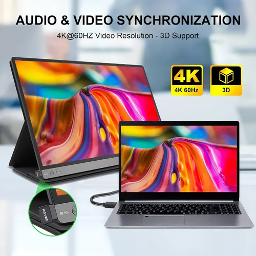 Miniatura 6 de AGVEE Paquete de 1 adaptador mini HDMI macho a HDMI hembra en ángulo de 180 grados, en forma de U 4K @60HZ, convertidor de conector extensor