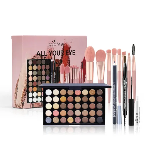 Miniatura 10 de Pure Vie Kit de maquillaje todo en uno para vacaciones, set de regalo cosmético esencial para principiantes que incluye paleta de sombras de ojos