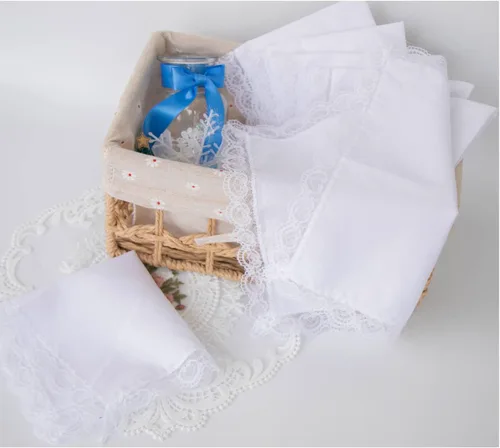 Miniatura 3 de Deeorla Pañuelo de encaje de algodón para mujer, pañuelos de boda blancos para mujer