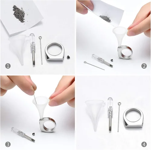 Miniatura 15 de Joyería de cremación para cenizas, geometría, estilo simple, anillo conmemorativo para cenizas, soporte para cenizas con kit de relleno, anillo
