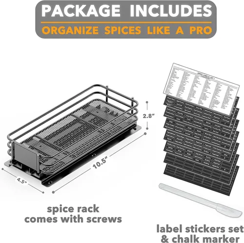 Miniatura 6 de SpaceAid estante organizador de especias para gabinete, organizador de condimentos deslizante y resistente para armarios de cocina, con 415