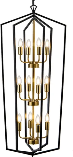 Miniatura 15 de Lanhall Candelabro de Casa de Campo de 4 Luces, Iluminación Colgante Industrial Rústica, Jaula Metálica de Altura Ajustable E26, Luces Colgantes