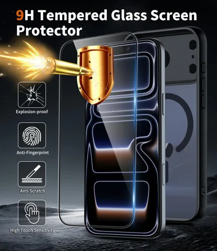 Miniatura 2 de Funda 2 en 1 para iPhone 17 Pro, protección completa de la cámara, compatible con MagSafe, delgada, translúcida, mate, a prueba de golpes, Negro